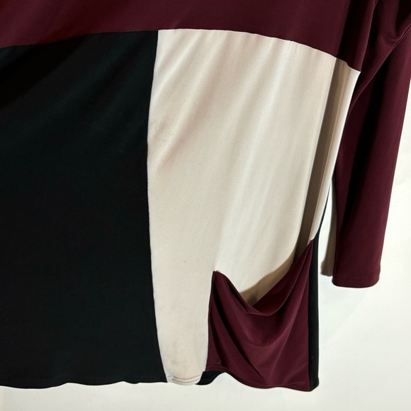 SYMPLI Sz 14 Colour Block Jersey Knit Slinky Slouchy Pocket Boat Neckline Tunic - Picture 5 of 7